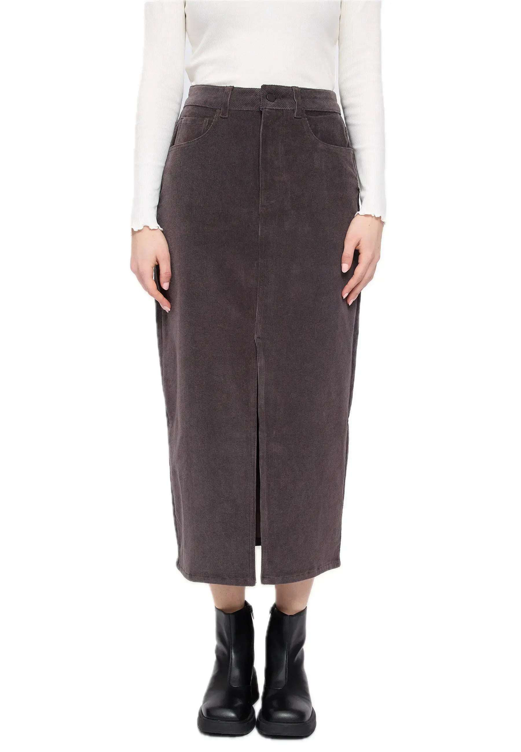 Mazine Corduroy Midi Skirt – Wadenlanger Cordrock aus Bio-Baumwolle