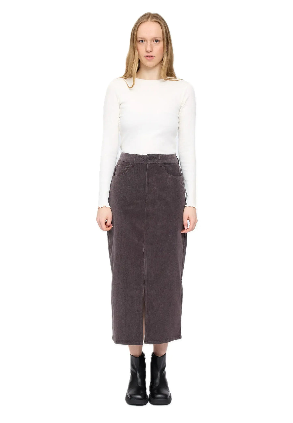 Mazine Corduroy Midi Skirt – Wadenlanger Cordrock aus Bio-Baumwolle