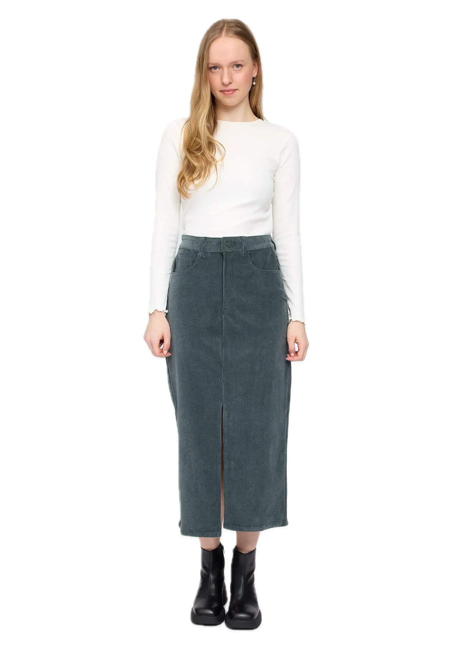 Mazine Corduroy Midi Skirt – Wadenlanger Cordrock aus Bio-Baumwolle
