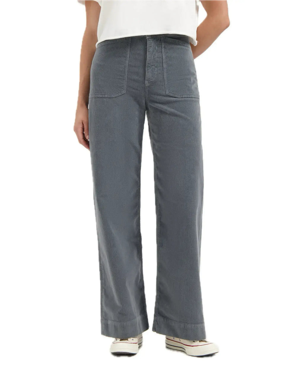 Kuyichi Farrah Worker Flared Cordhose Hellgrau Damen Cordhose aus Bio-Baumwolle
