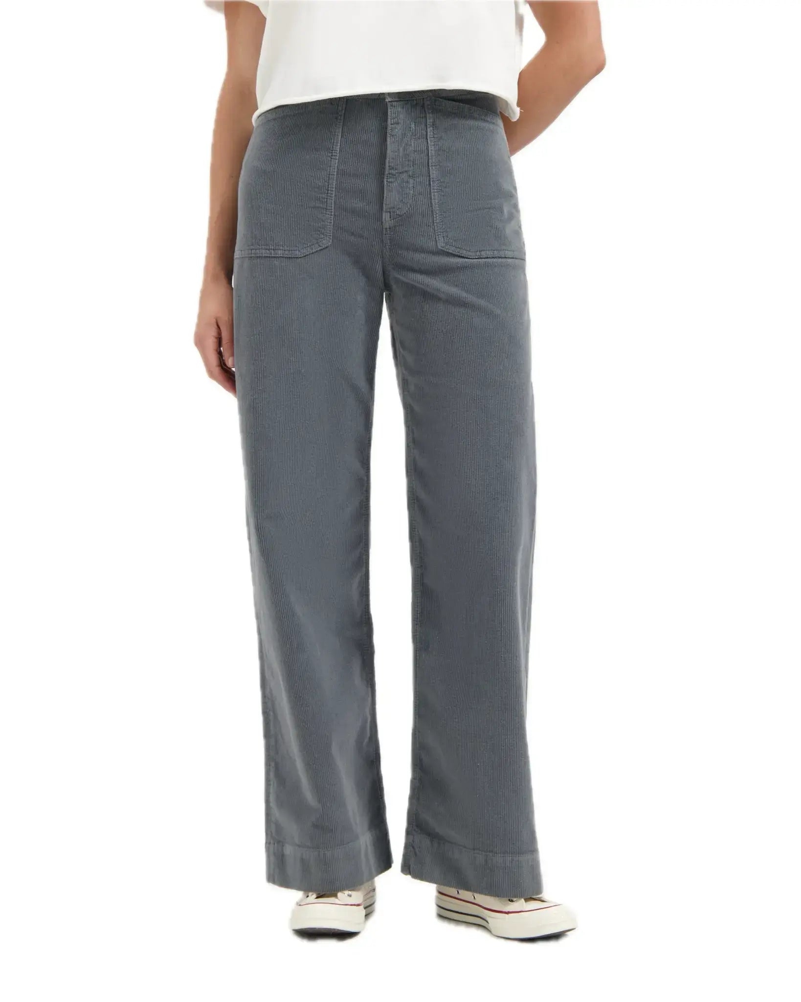 Kuyichi Farrah Worker Flared Cordhose Hellgrau Damen Cordhose aus Bio-Baumwolle