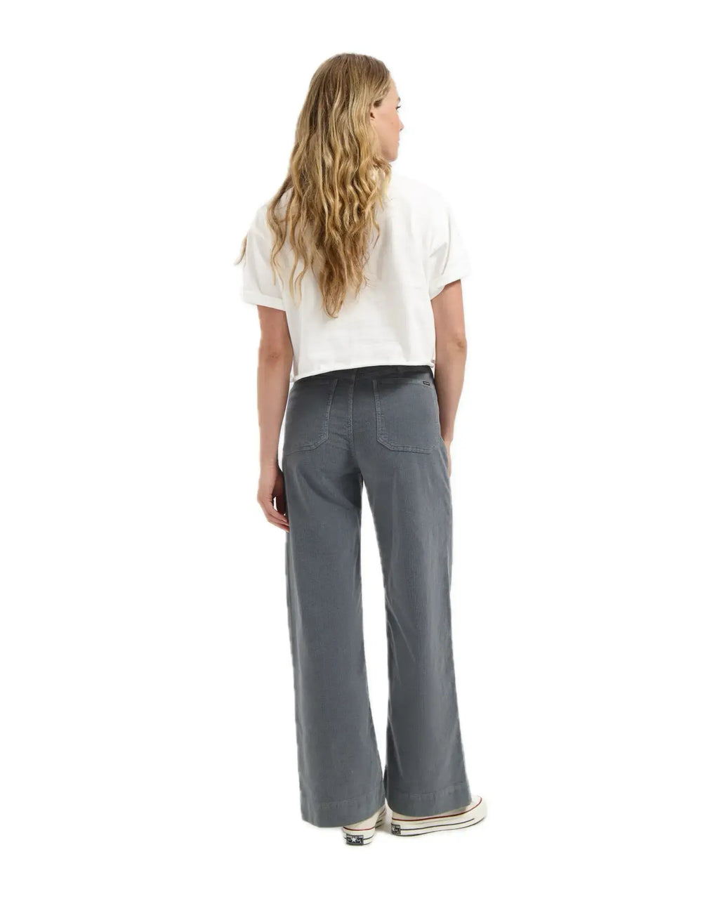 Kuyichi Farrah Worker Flared Cordhose Hellgrau Damen Cordhose aus Bio-Baumwolle