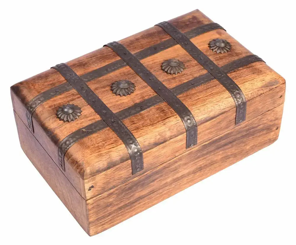 Holzkiste, Metallbeschläge 20x12x8cm Kästchen, Holz Box, Kiste