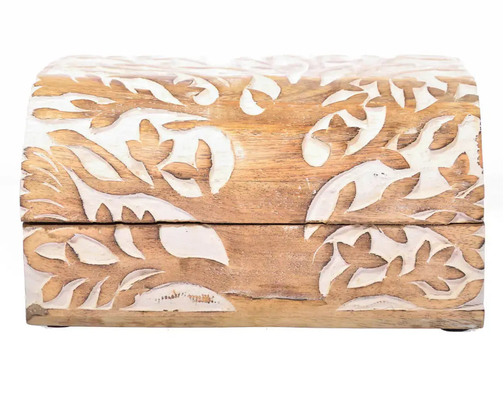 Handgearbeitete Lebensbaum Holztruhe Schmuckkästchen Dose Schatulle