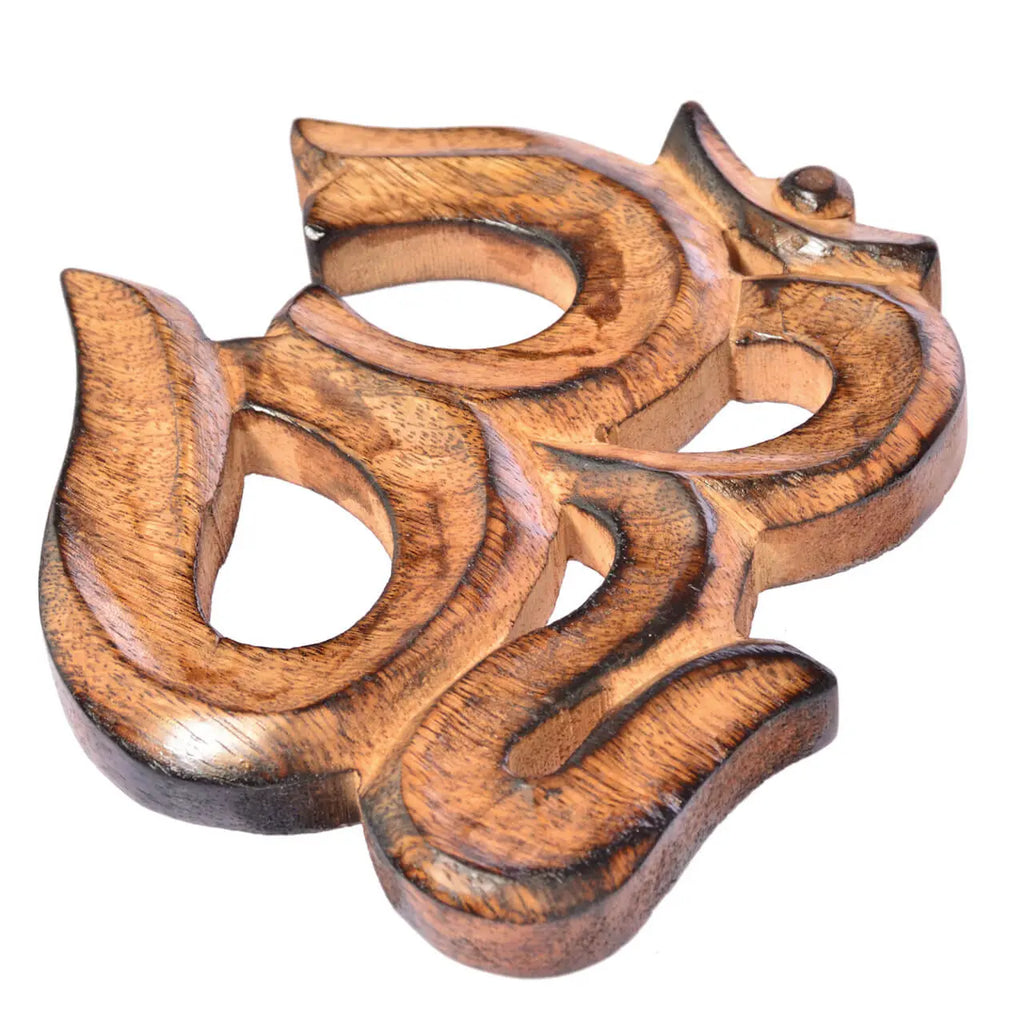 Om Holz Wanddekoration Handgeschnitzt, Spirituelle Goa Deko,
