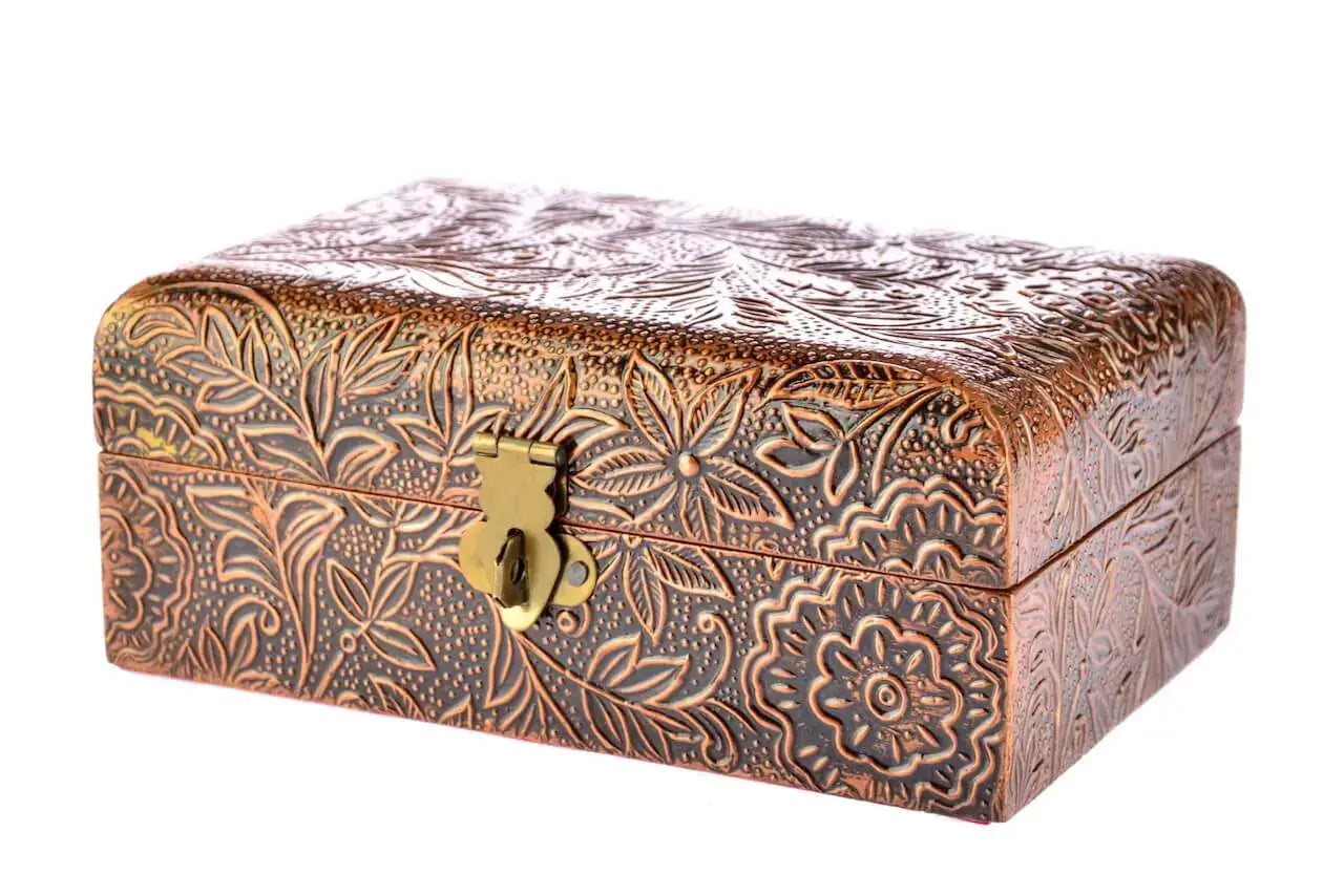 Holztruhe, Schmuckkästchen mit floralem Muster Dose Schatulle Truhe