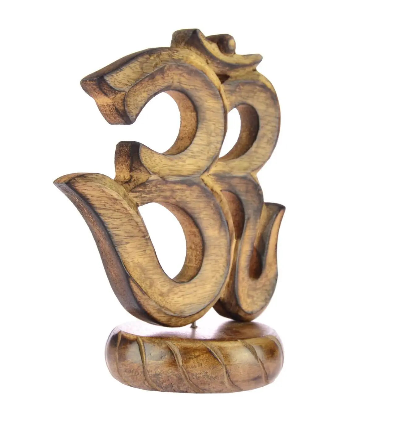 Om Symbol Holz auf Standfuß Om Zeichen, Goa Deko