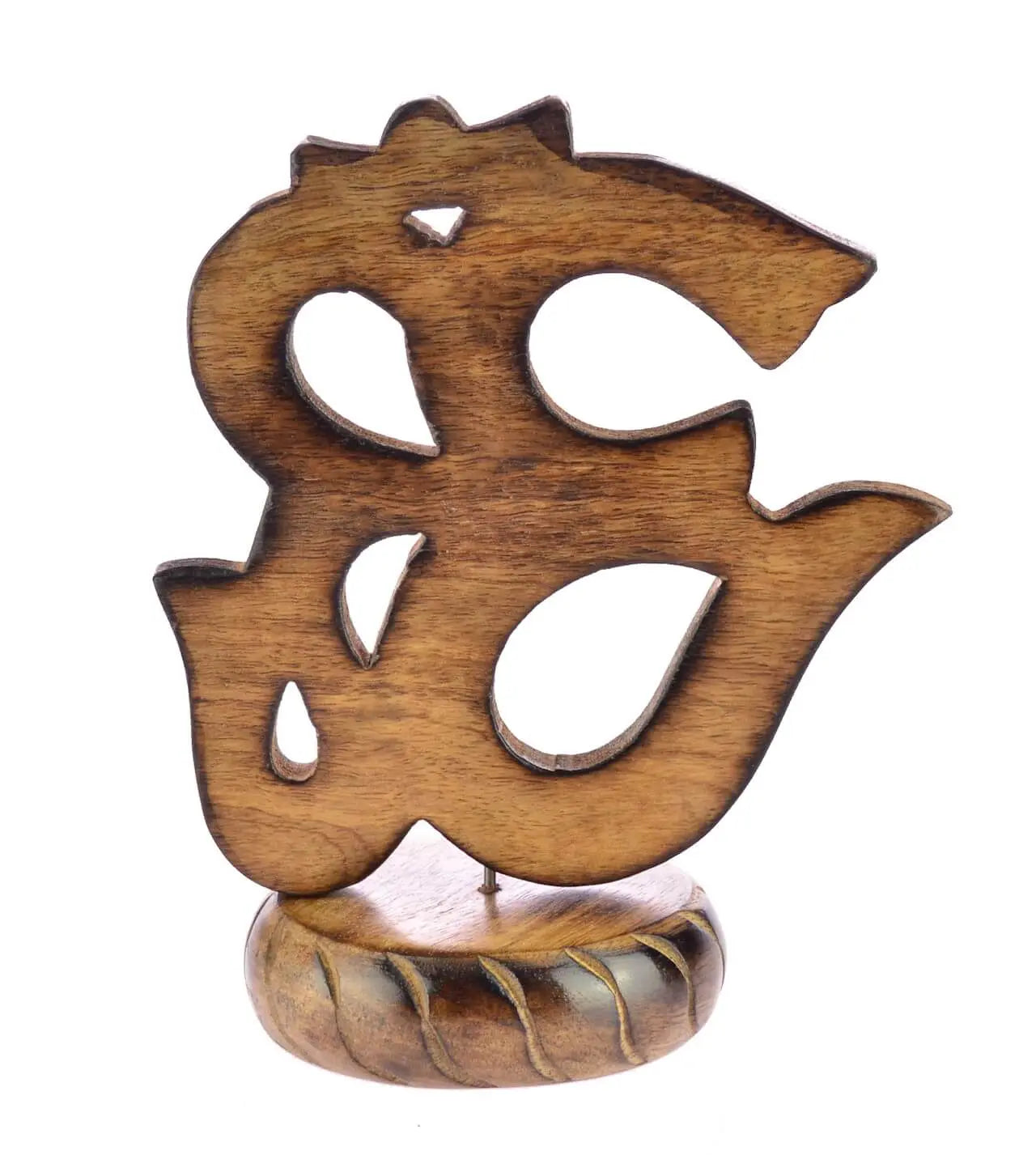 Om Symbol Holz auf Standfuß Om Zeichen, Goa Deko