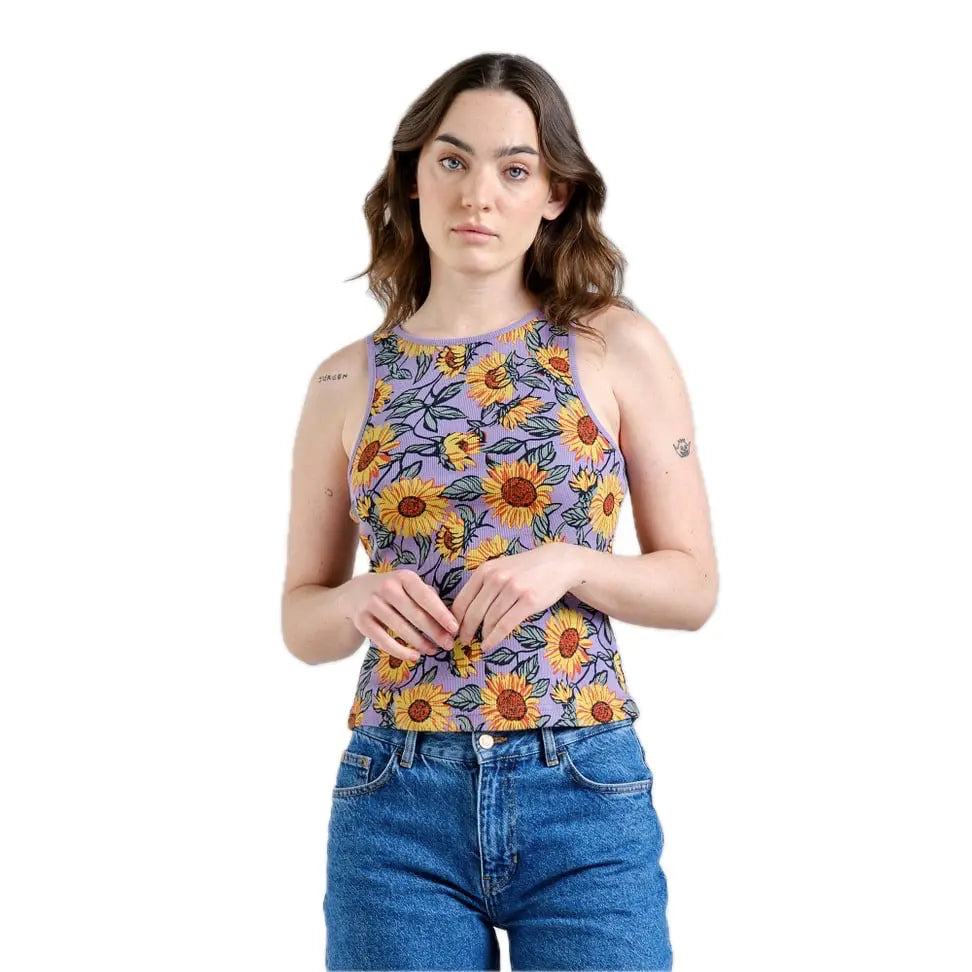 Dedicated Retro Rib Tanktop Sonnenblumen Bio Baumwolle Fairtrade