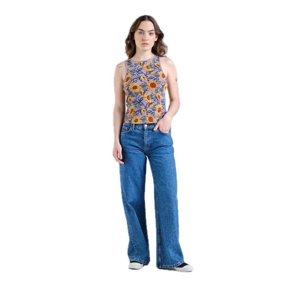 Dedicated Retro Rib Tanktop Sonnenblumen Bio Baumwolle Fairtrade