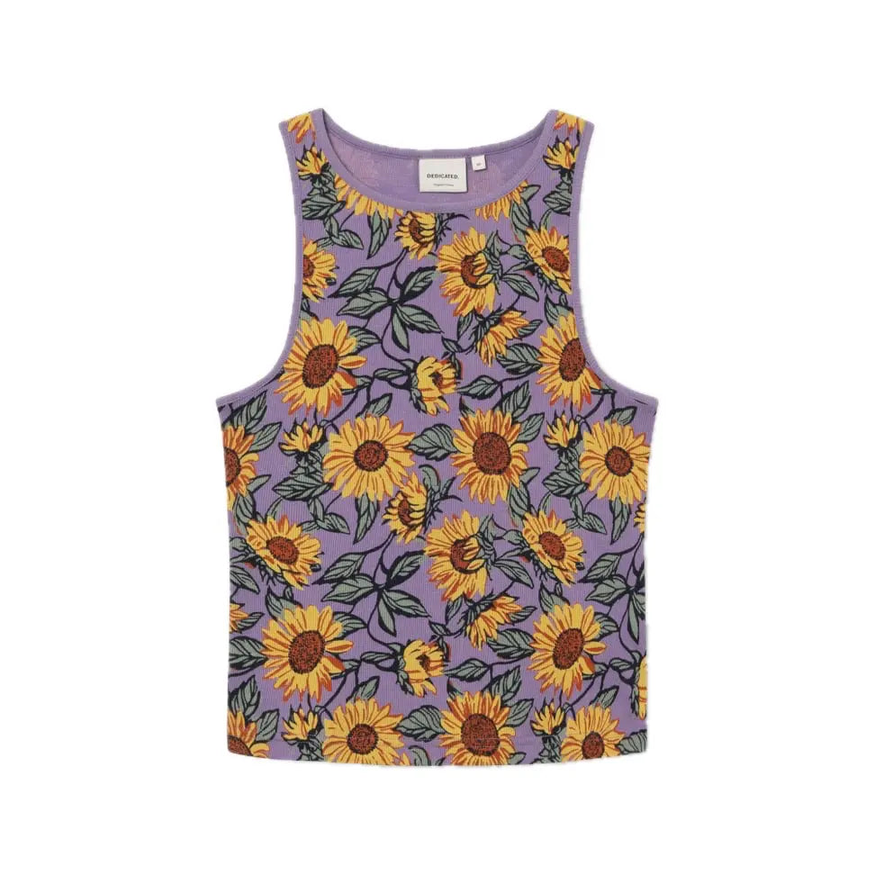 Dedicated Retro Rib Tanktop Sonnenblumen Bio Baumwolle Fairtrade