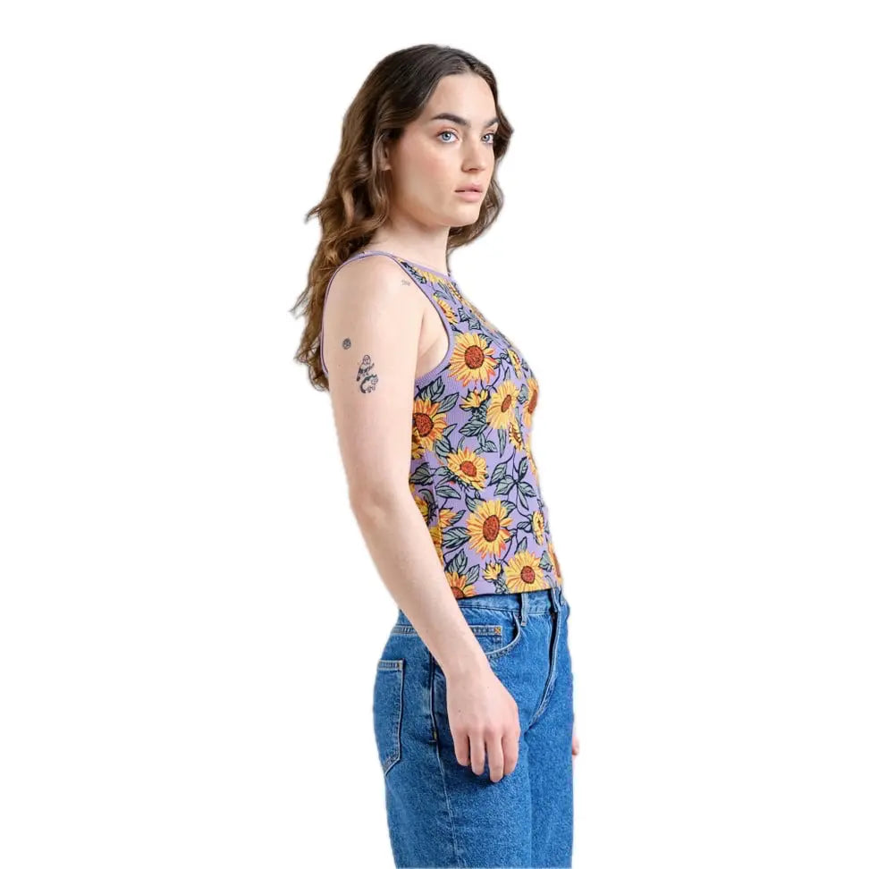 Dedicated Retro Rib Tanktop Sonnenblumen Bio Baumwolle Fairtrade