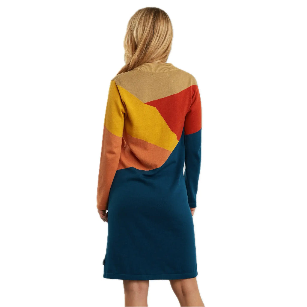 Dedicated Dress Lo Mountain – Buntes Herbst Strickkleid aus Bio-Baumwolle