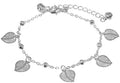 Fußkettchen mit Blättern - silberfarbene Fußkette, Modeschmuck