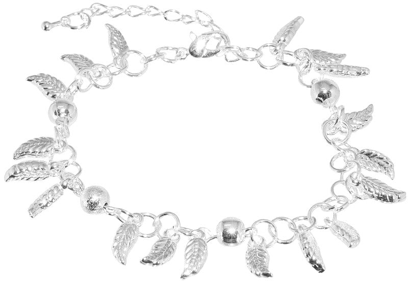 Fußkettchen kleine Blätter - silberfarbene Fußkette, Modeschmuck