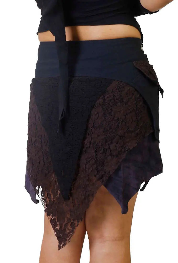 ANKI Zipfel Wickelrock mit Spitze – Boho-Style für Festival & Alltag