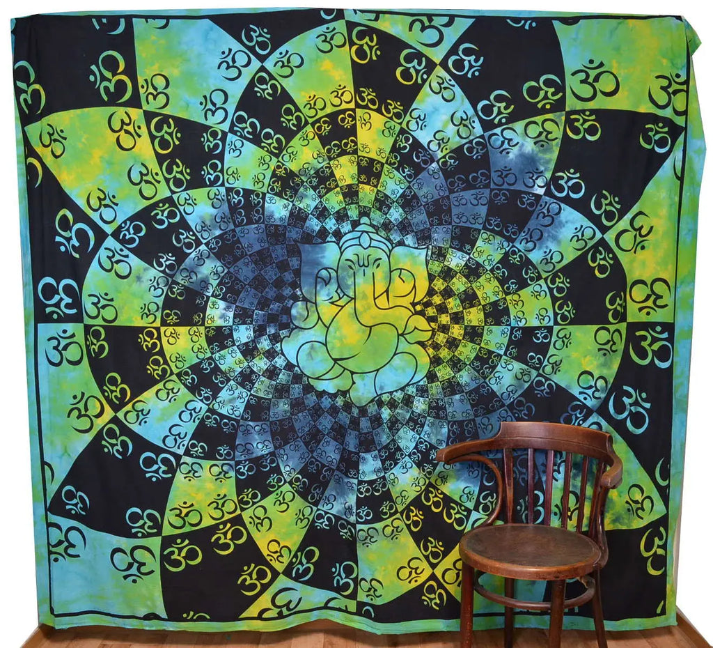 Ganesha Om Batikdecke – Goa Wandtuch & UV-Deko