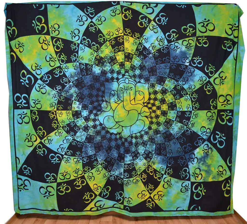 Ganesha Om Batikdecke – Goa Wandtuch & UV-Deko