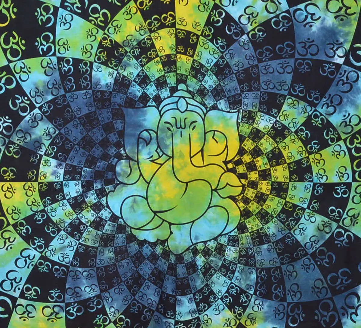 Ganesha Om Batikdecke – Goa Wandtuch & UV-Deko