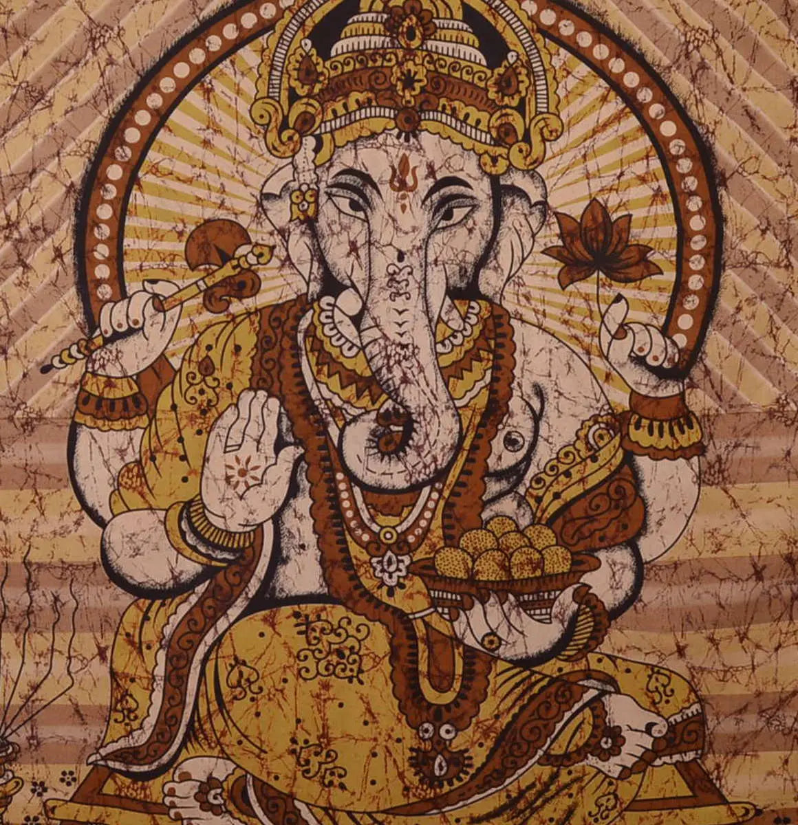 Ganesha Marblebatik Wandtuch handcoloriert grosses Dekotuch