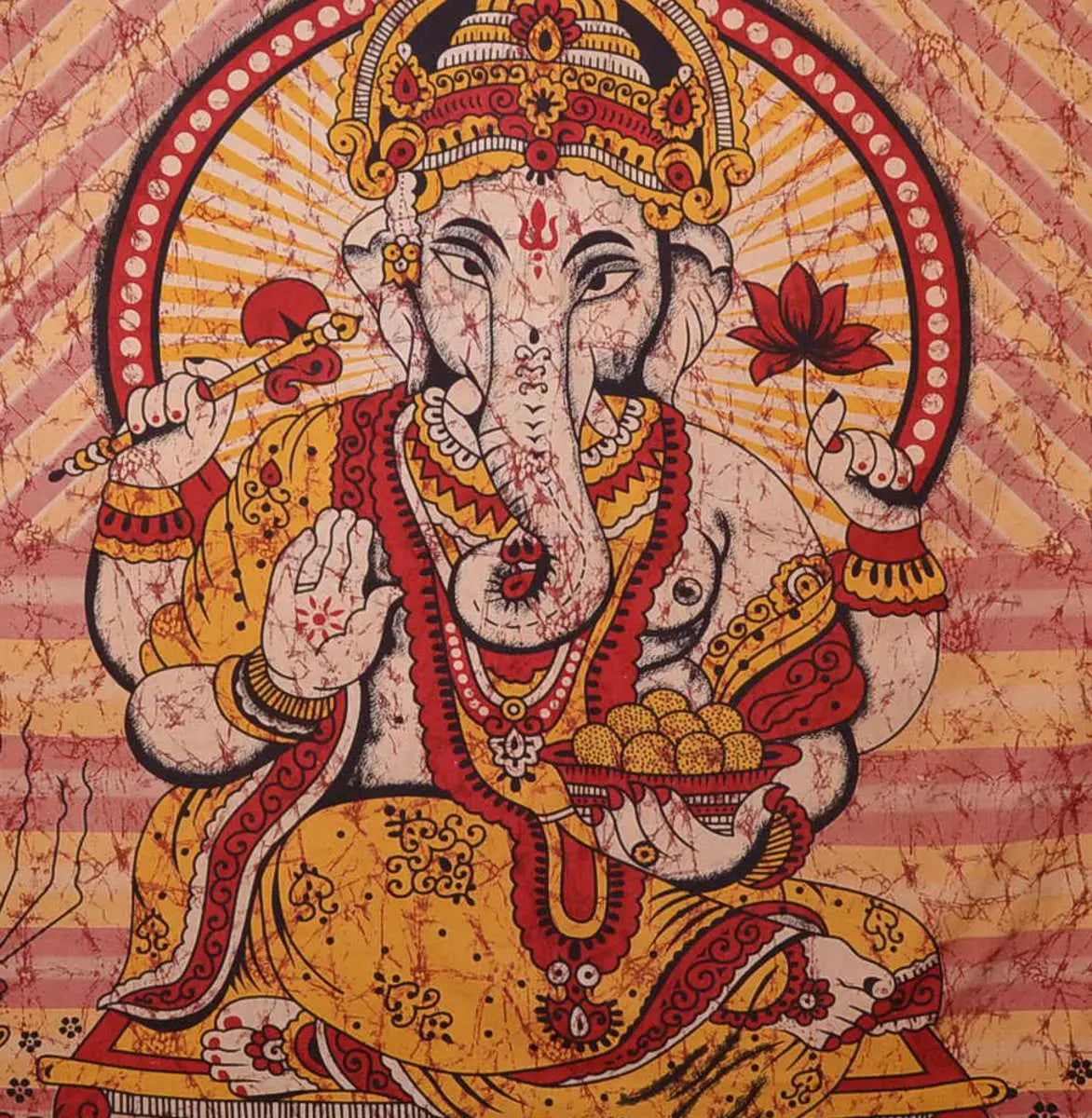 Ganesha Marblebatik Wandtuch handcoloriert grosses Dekotuch