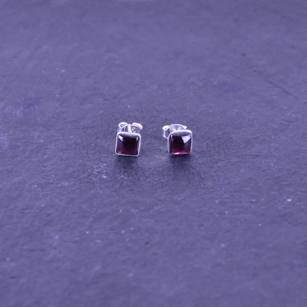 Granat eckiger Ohrstecker Silber SCHMUCK