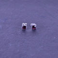 Granat eckiger Ohrstecker Silber SCHMUCK