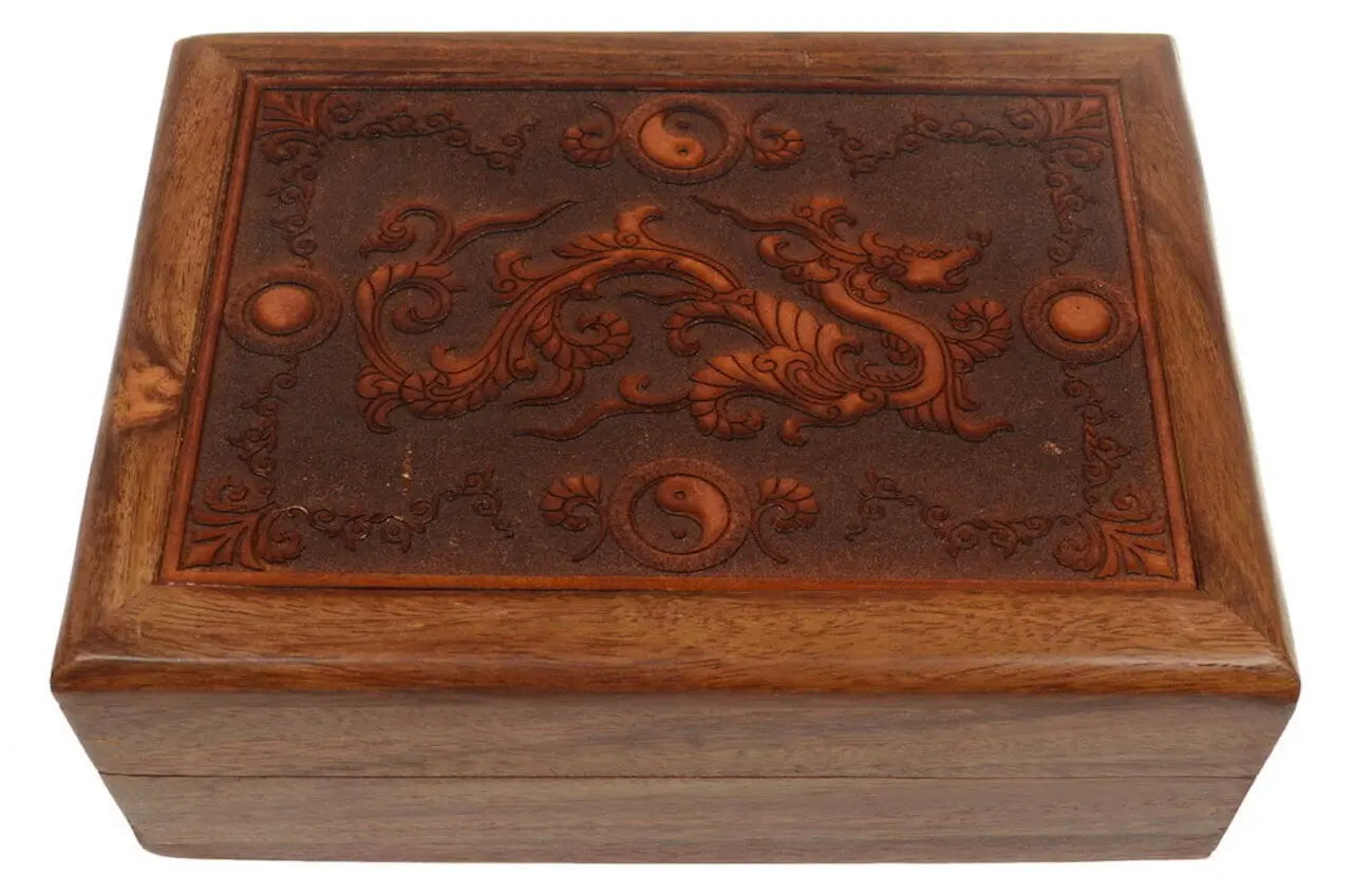 Ying Yang Drache Holzkiste Schatulle