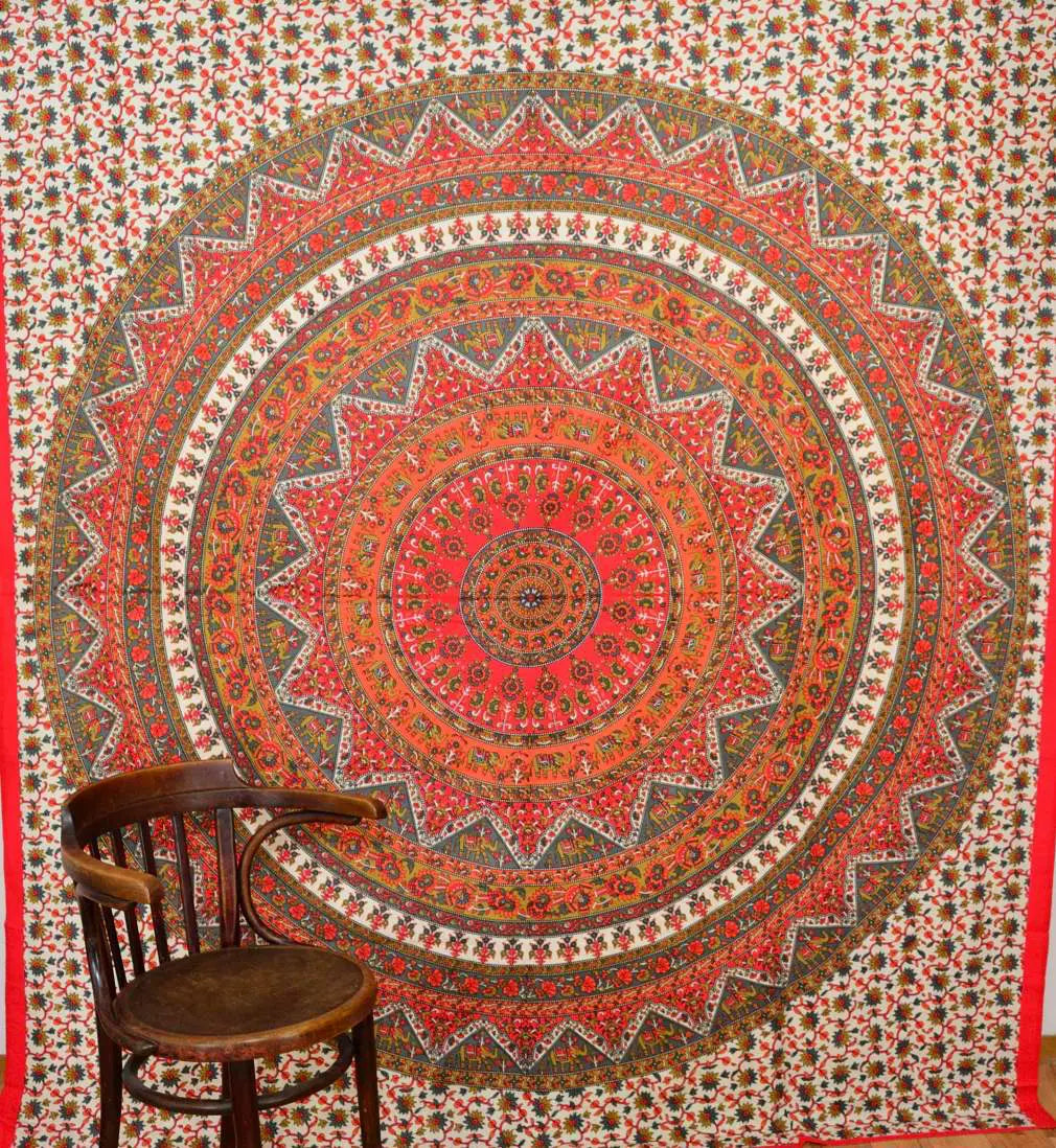 Großes Elefanten Mandala Wandtuch Indische Tagesdecke