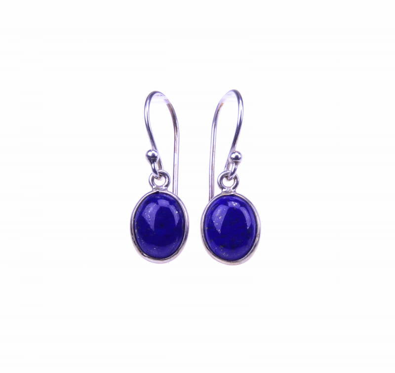 Lapislazuli Ohrringe oval - Silber