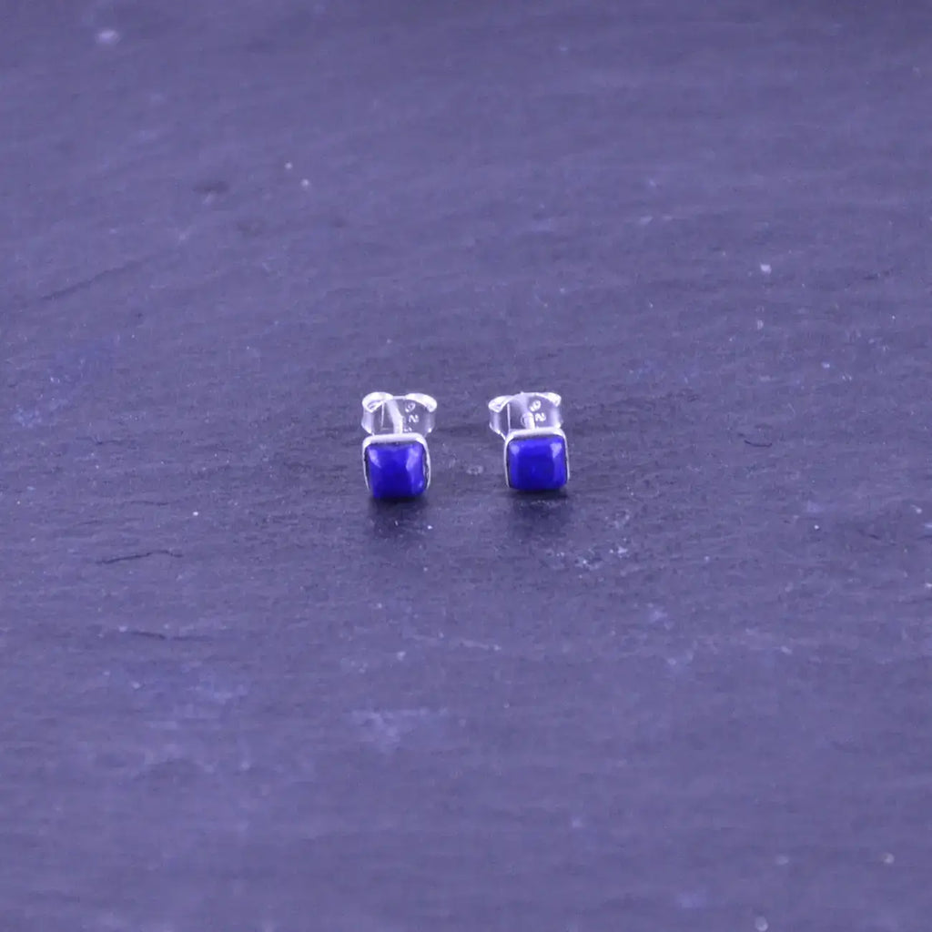 Lapislazuli eckiger Ohrstecker Silber SCHMUCK
