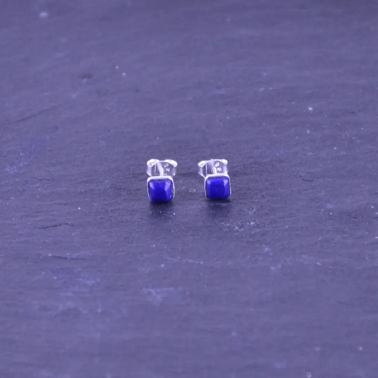 Lapislazuli eckiger Ohrstecker Silber SCHMUCK