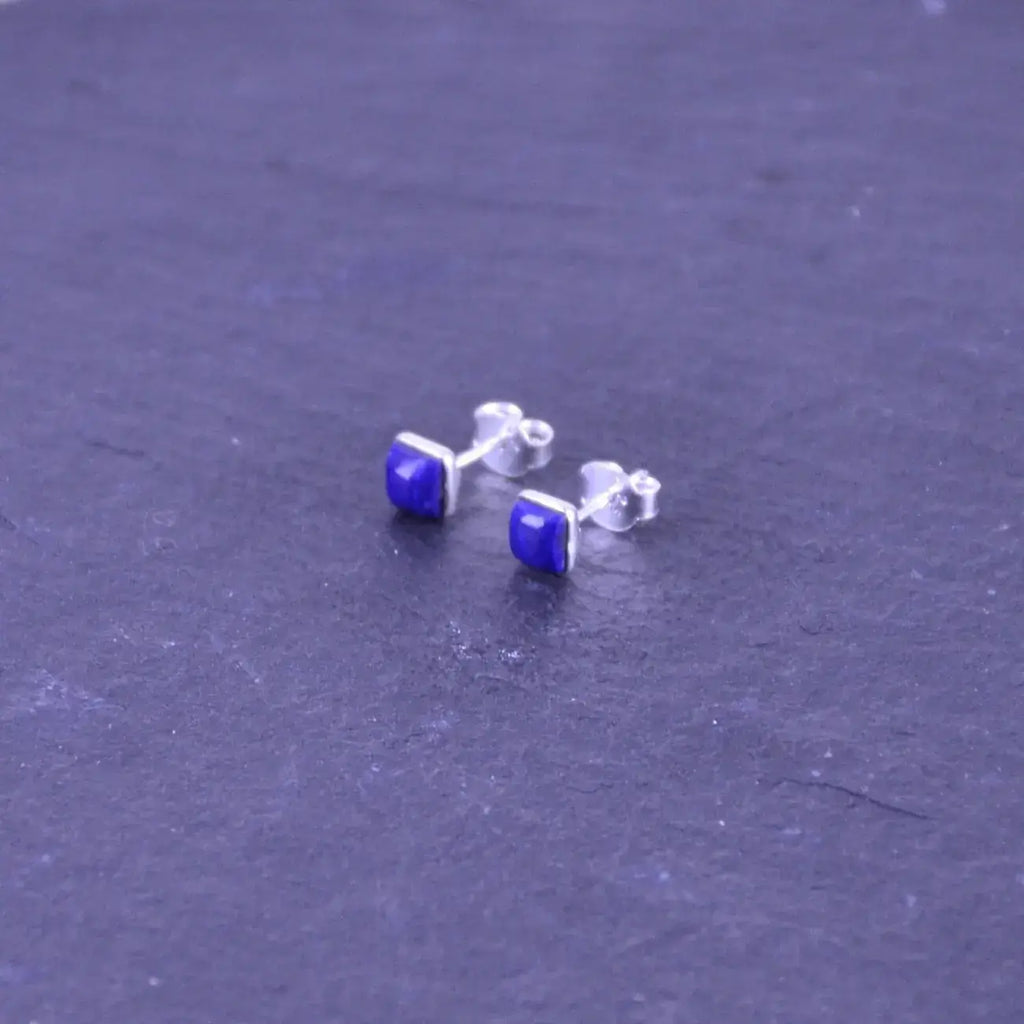 Lapislazuli eckiger Ohrstecker Silber SCHMUCK