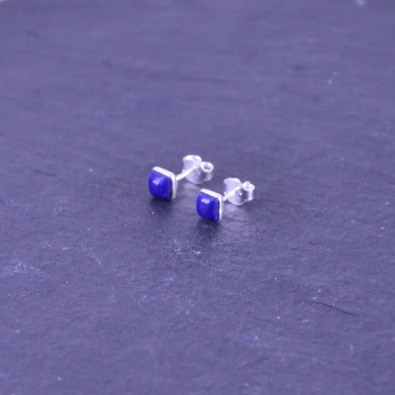 Lapislazuli eckiger Ohrstecker Silber SCHMUCK