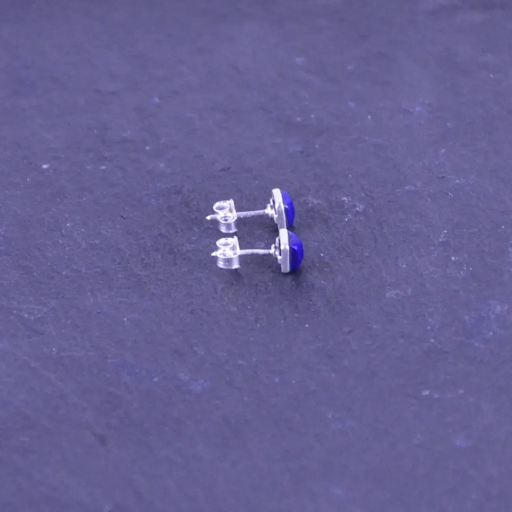 Lapislazuli eckiger Ohrstecker Silber SCHMUCK