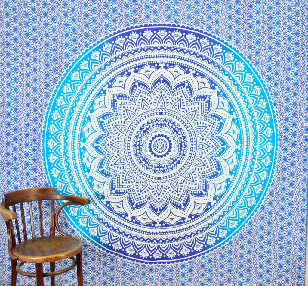 Großes Mandala Wandtuch 200x220cm Baumwolle Dekor Tagesdecke