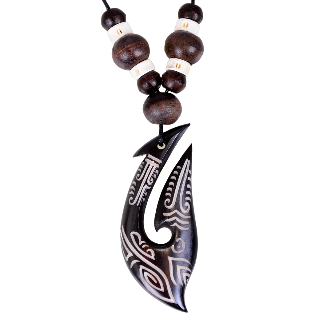 Tribal-Hook Maorikette - Naturschmuck Knochen