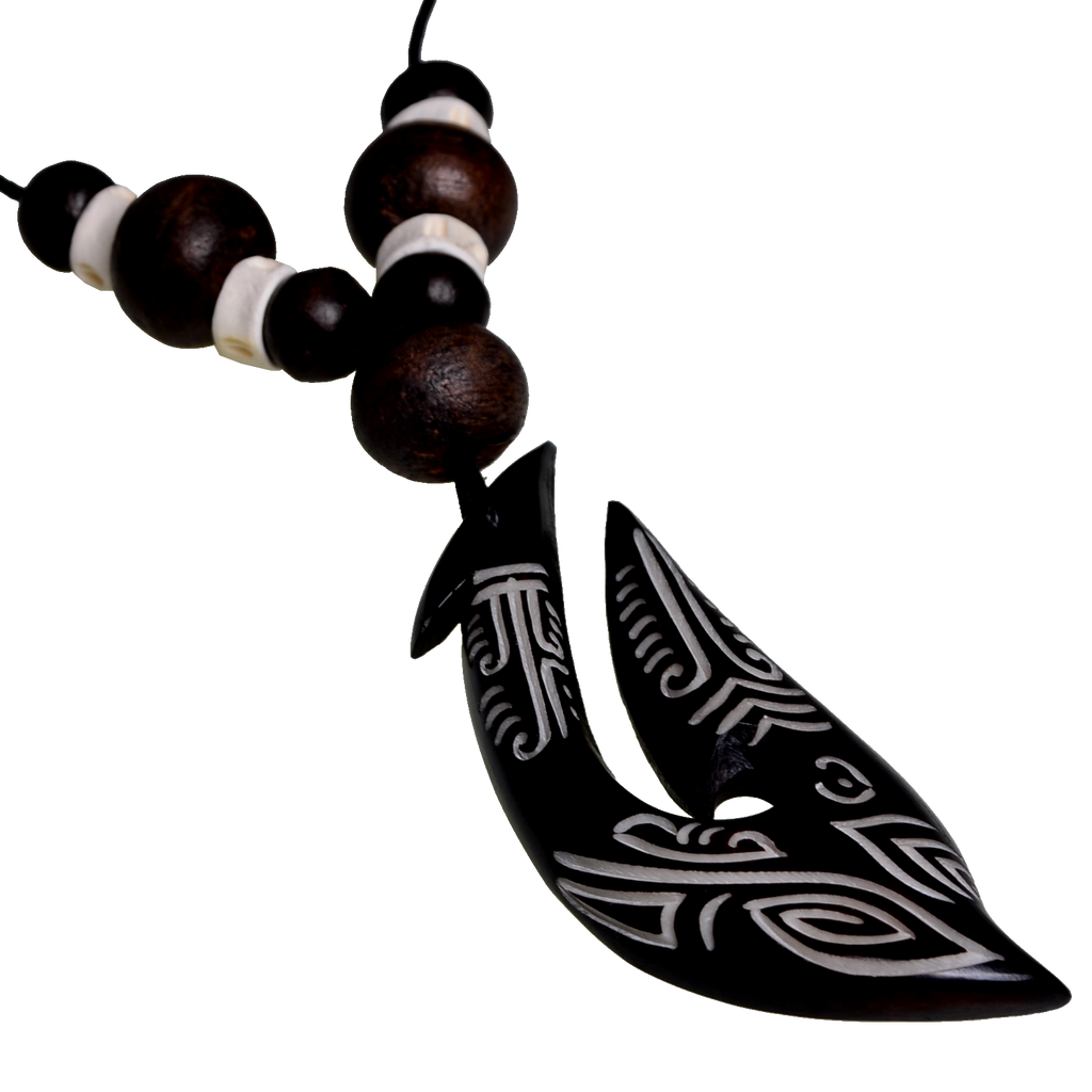 Tribal-Hook Maorikette - Naturschmuck Knochen