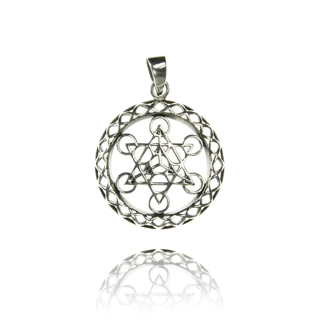 Metatrons Würfel 925 Silber Kettenanhänger Geometrischer Schmuck