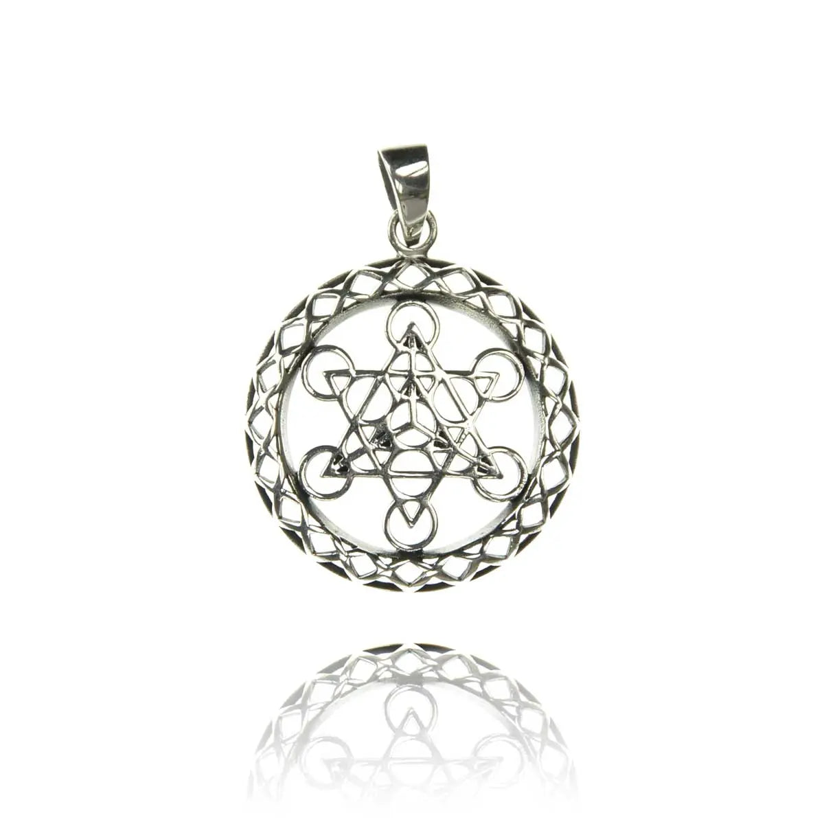 Metatrons Würfel 925 Silber Kettenanhänger Geometrischer Schmuck
