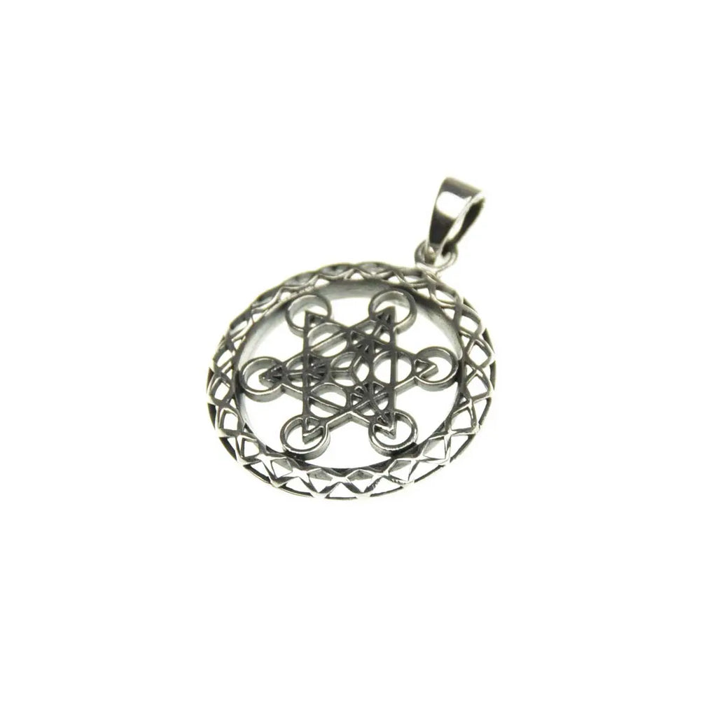 Metatrons Würfel 925 Silber Kettenanhänger Geometrischer Schmuck