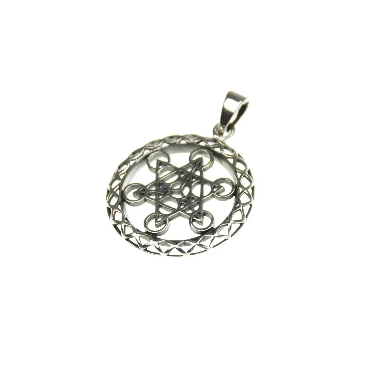 Metatrons Würfel 925 Silber Kettenanhänger Geometrischer Schmuck