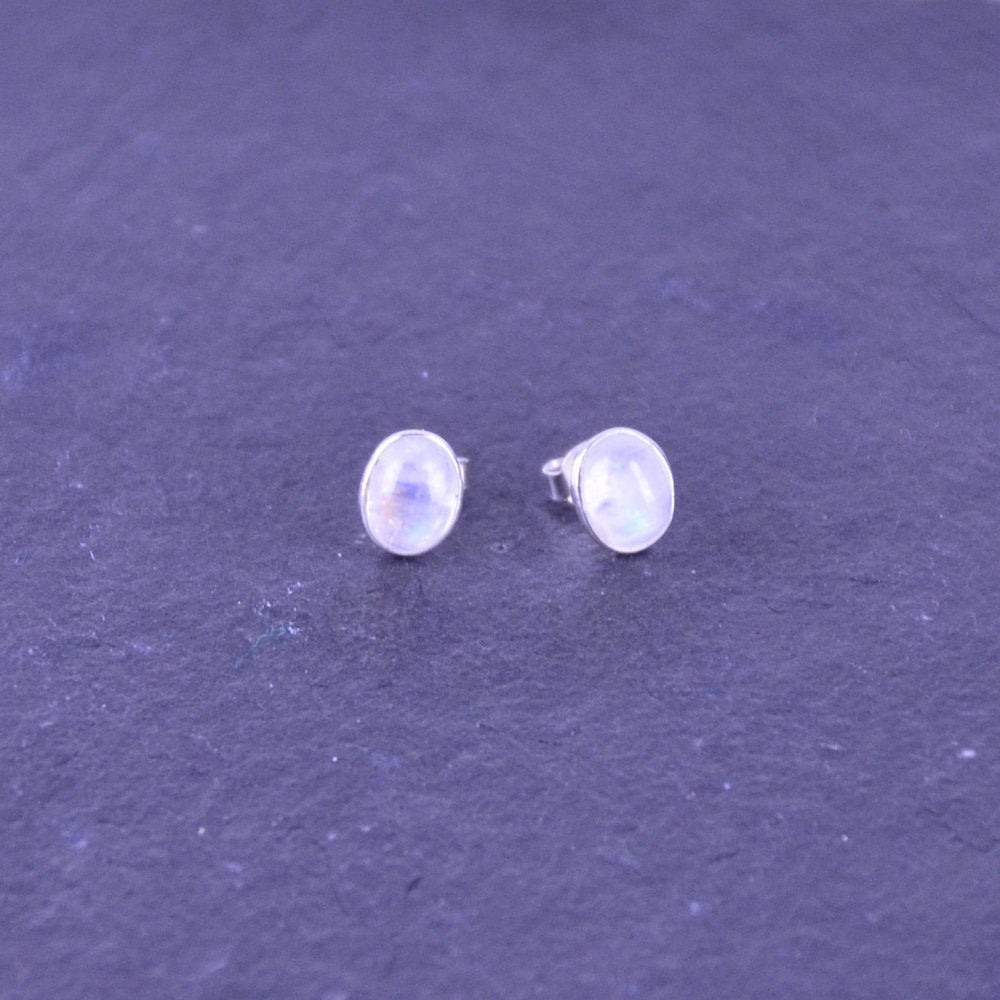 Mondstein Silber Ohrstecker, oval - Talisman Silberschmuck