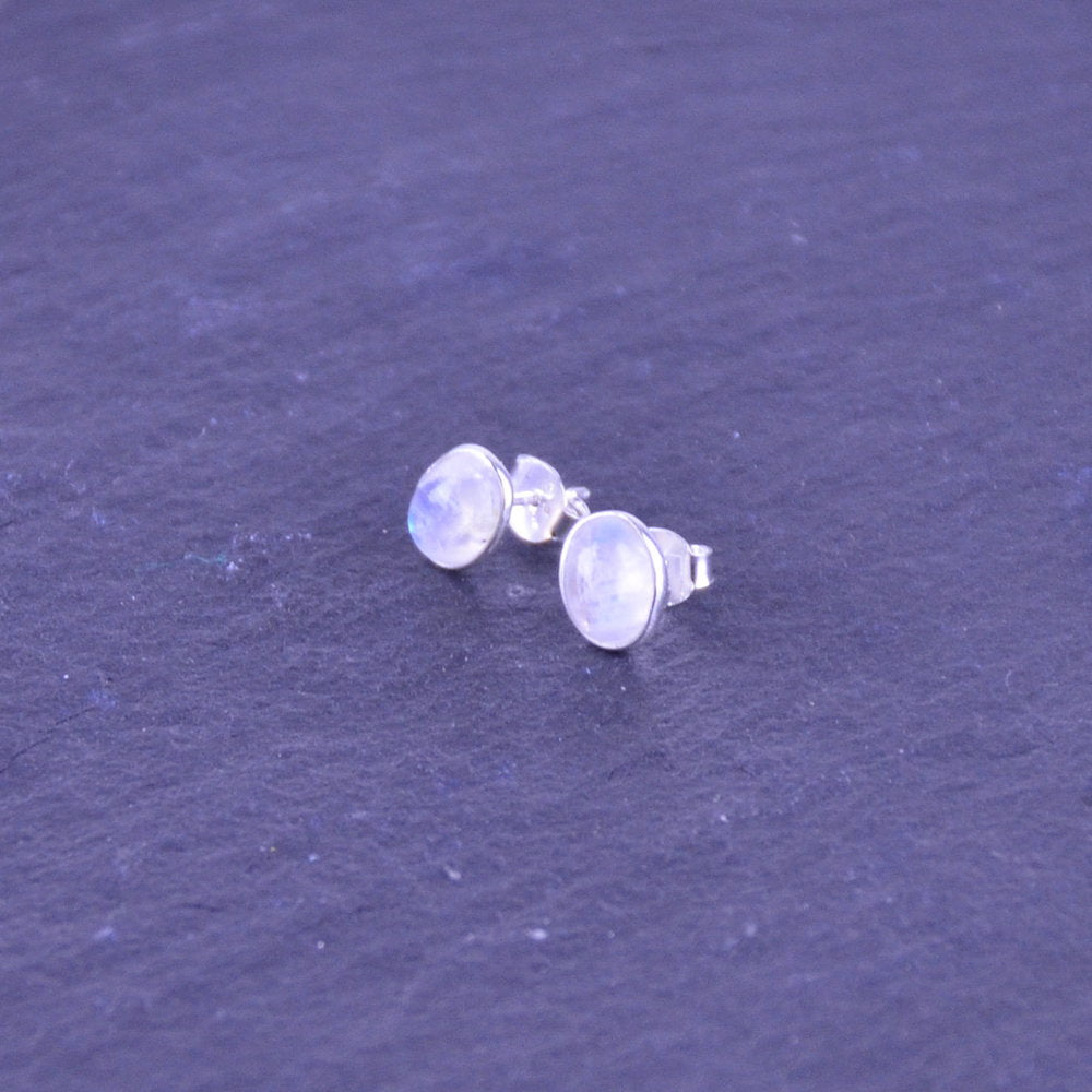 Mondstein Silber Ohrstecker, oval - Talisman Silberschmuck