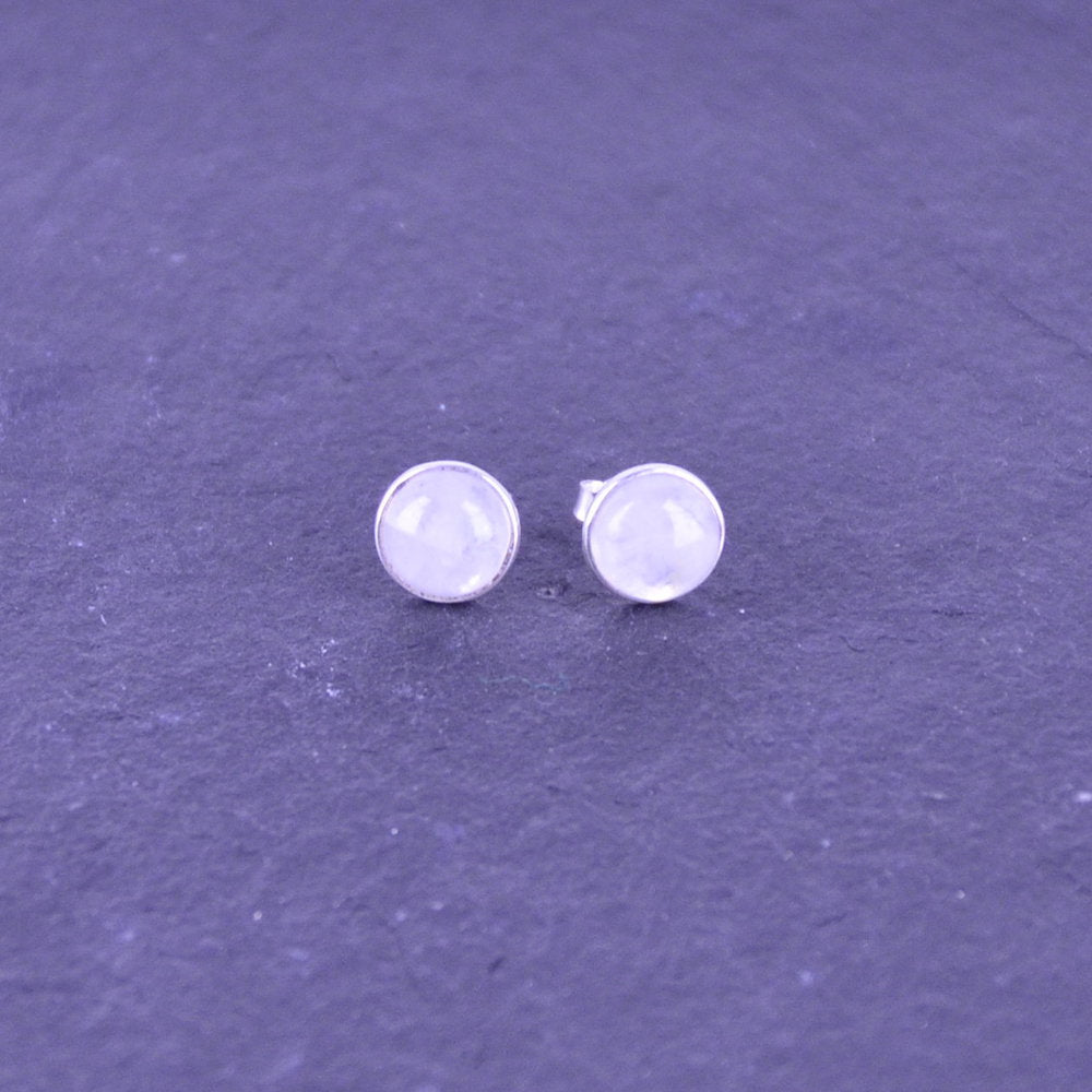 Mondstein Silber Ohrstecker, rund - Talisman Silberschmuck