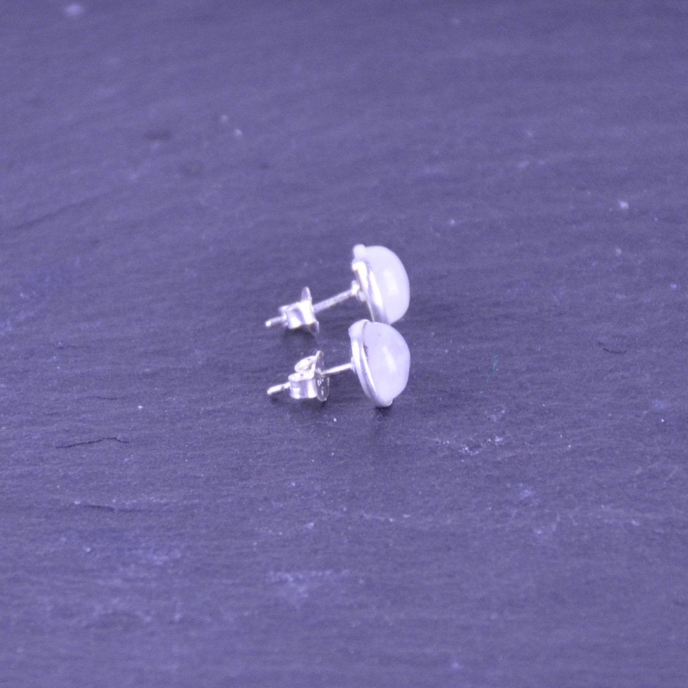 Mondstein Silber Ohrstecker, rund - Talisman Silberschmuck