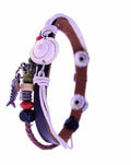 Hippie Lederarmband - Perlen, Anhänger, Druckknopf