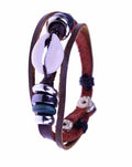 Hippie Lederarmband - Perlen, Anhänger, Druckknopf
