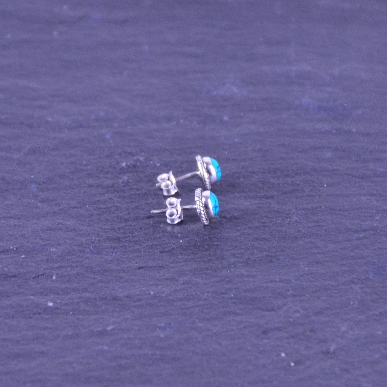 Türkis Silber Ohrstecker, rund - Talisman Silberschmuck