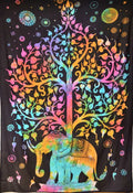 Wandbehang Elefant & Lebensbaum Indisches Wandtuch, 210x140 cm